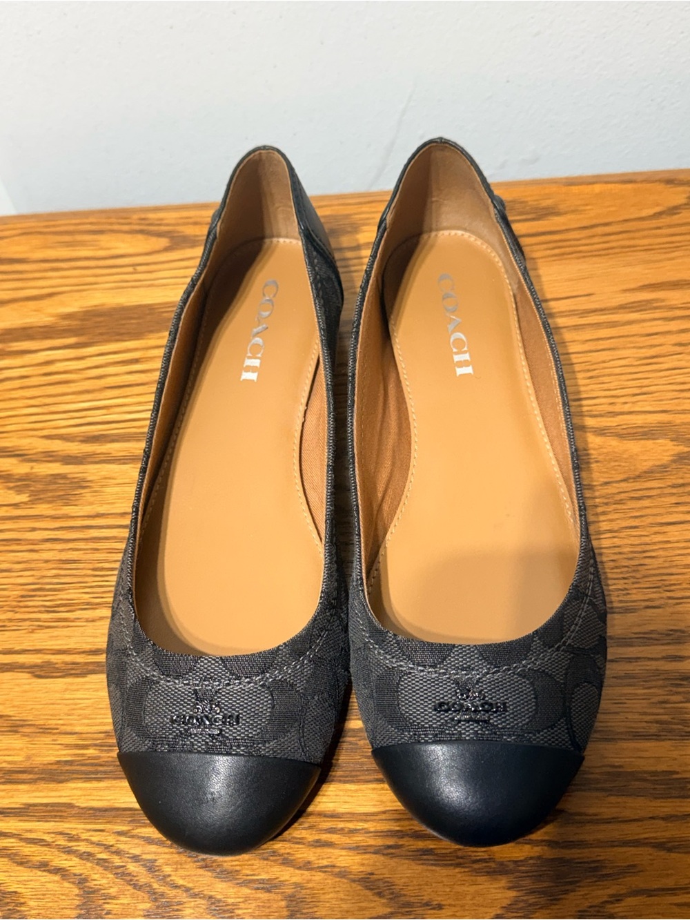 Coach Gray Signature Canvas Cap Toe Flats